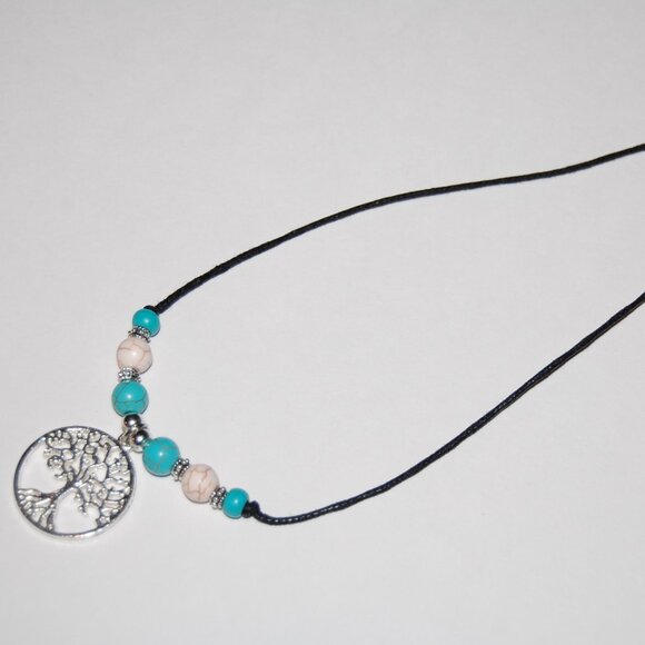 Tree of Life Necklace,Tree Stone Beaded Necklace,Tree of Life Cord Necklace - Picture 3 of 3